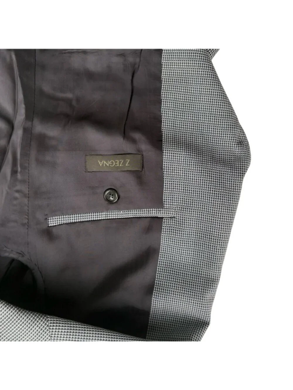 Z Zegna Men’s 100% Wool Blazer Jacket Blue/Gray Nailhead • 40R US | 50 EU